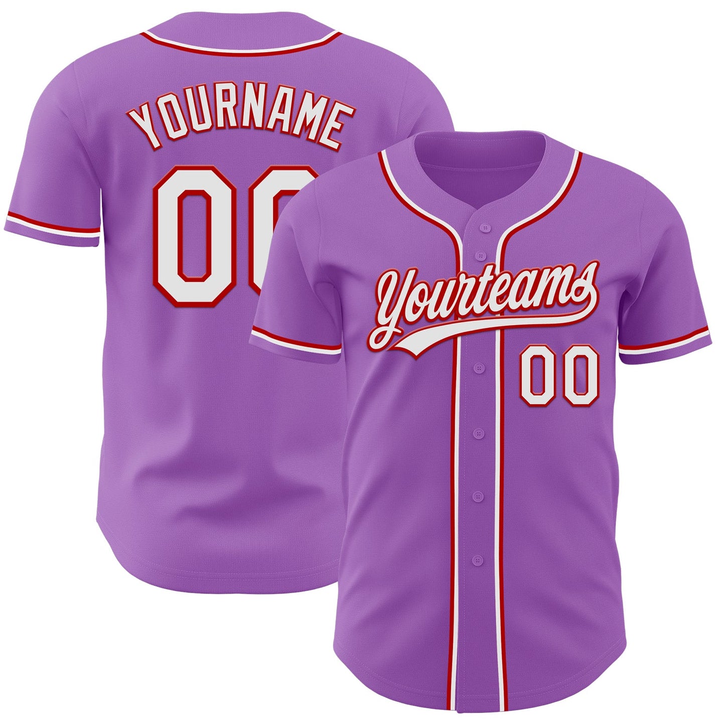 Custom Medium Purple White-Red Authentic Baseball Jersey - Sky-Custom