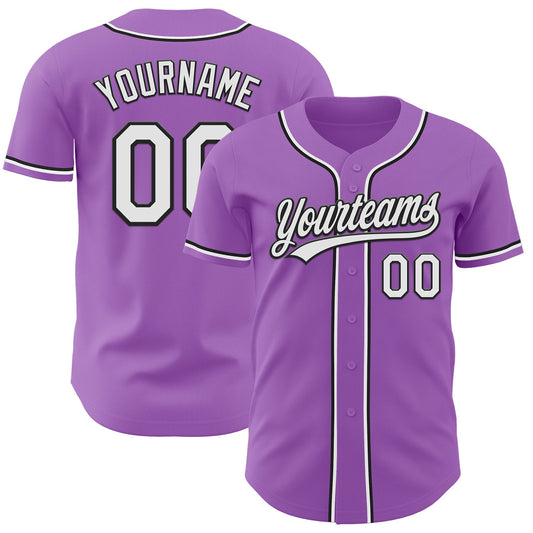 Custom Medium Purple White-Black Authentic Baseball Jersey - Sky-Custom