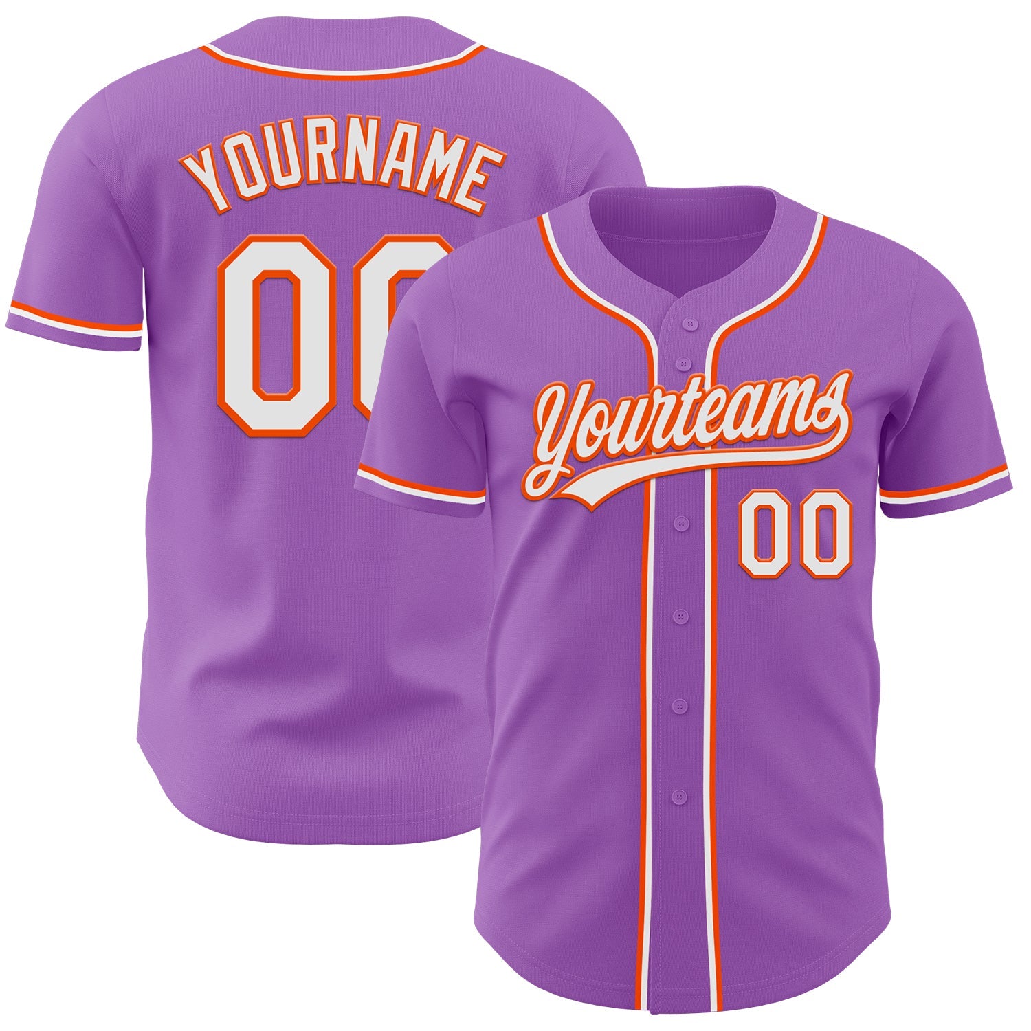Custom Medium Purple White-Orange Authentic Baseball Jersey - Sky-Custom