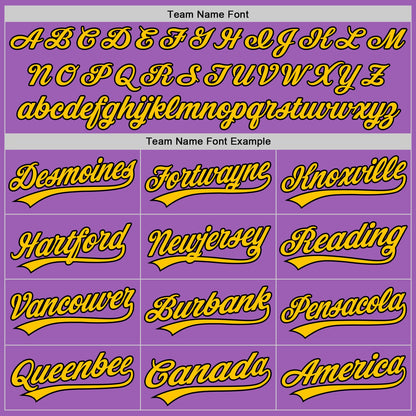 Custom Medium Purple Black-Yellow Authentic Baseball Jersey - Sky-Custom