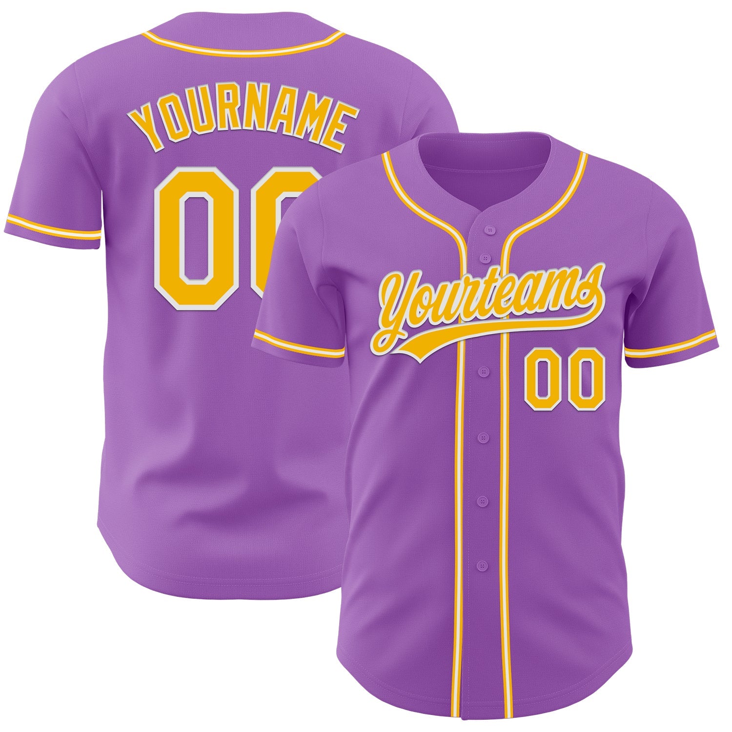 Custom Medium Purple Gold-White Authentic Baseball Jersey - Sky-Custom