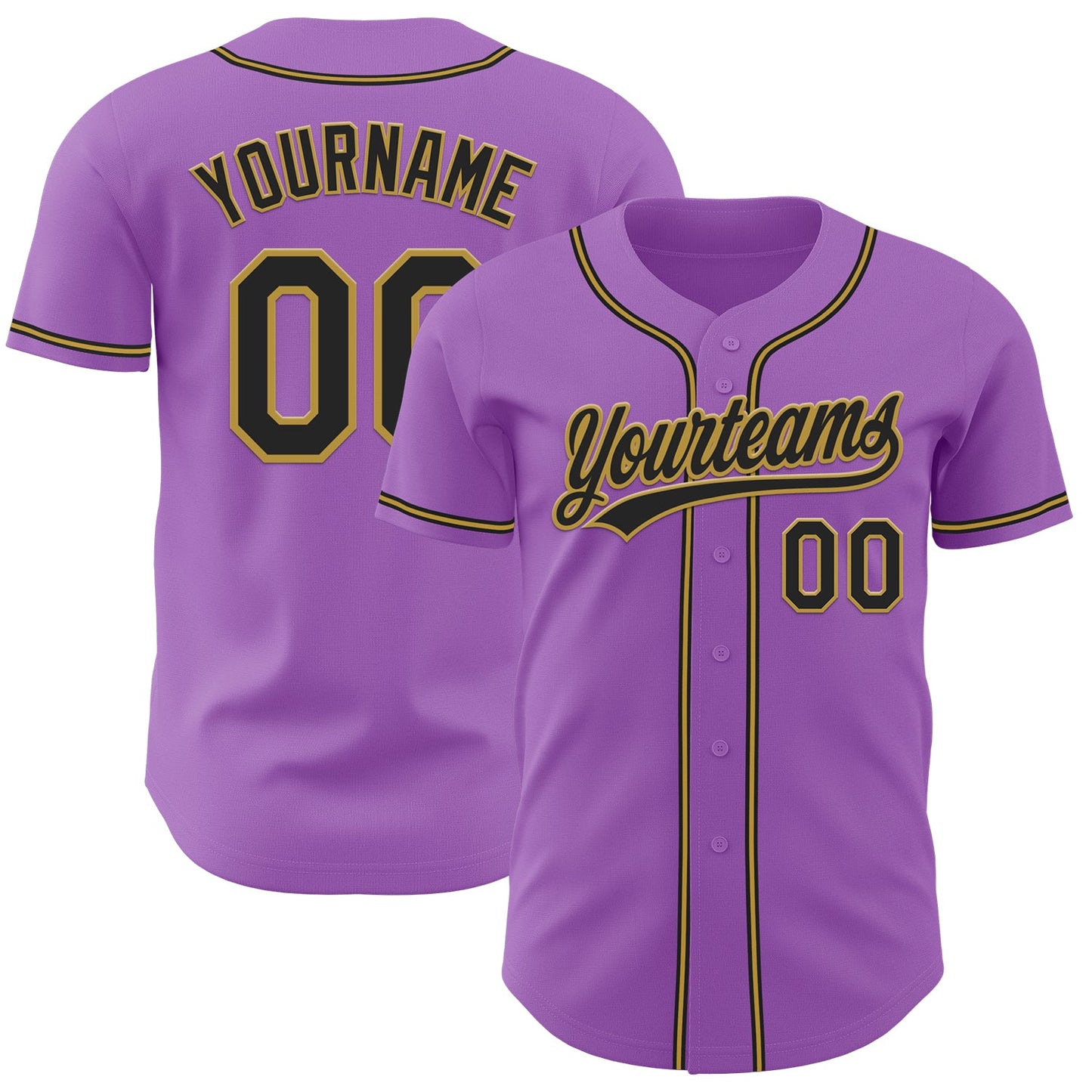 Custom Medium Purple Black-Old Gold Authentic Baseball Jersey - Sky-Custom