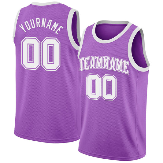 Custom Medium Purple White Authentic Basketball Jersey - Sky-Custom