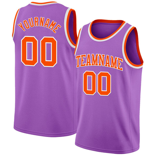 Custom Medium Purple Orange-White Authentic Basketball Jersey - Sky-Custom