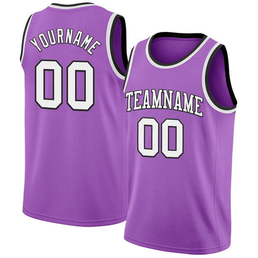 Custom Medium Purple White-Black Authentic Basketball Jersey - Sky-Custom