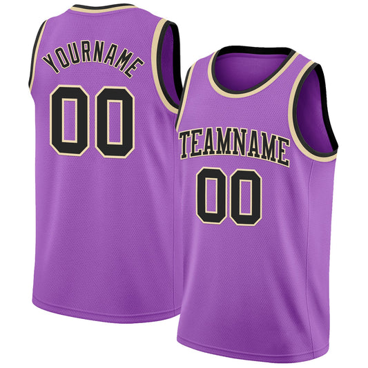 Custom Medium Purple Black-Cream Authentic Basketball Jersey - Sky-Custom