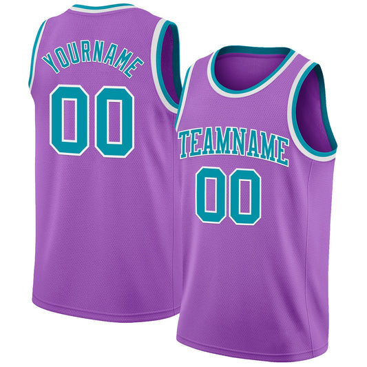 Custom Medium Purple Teal-White Authentic Basketball Jersey - Sky-Custom