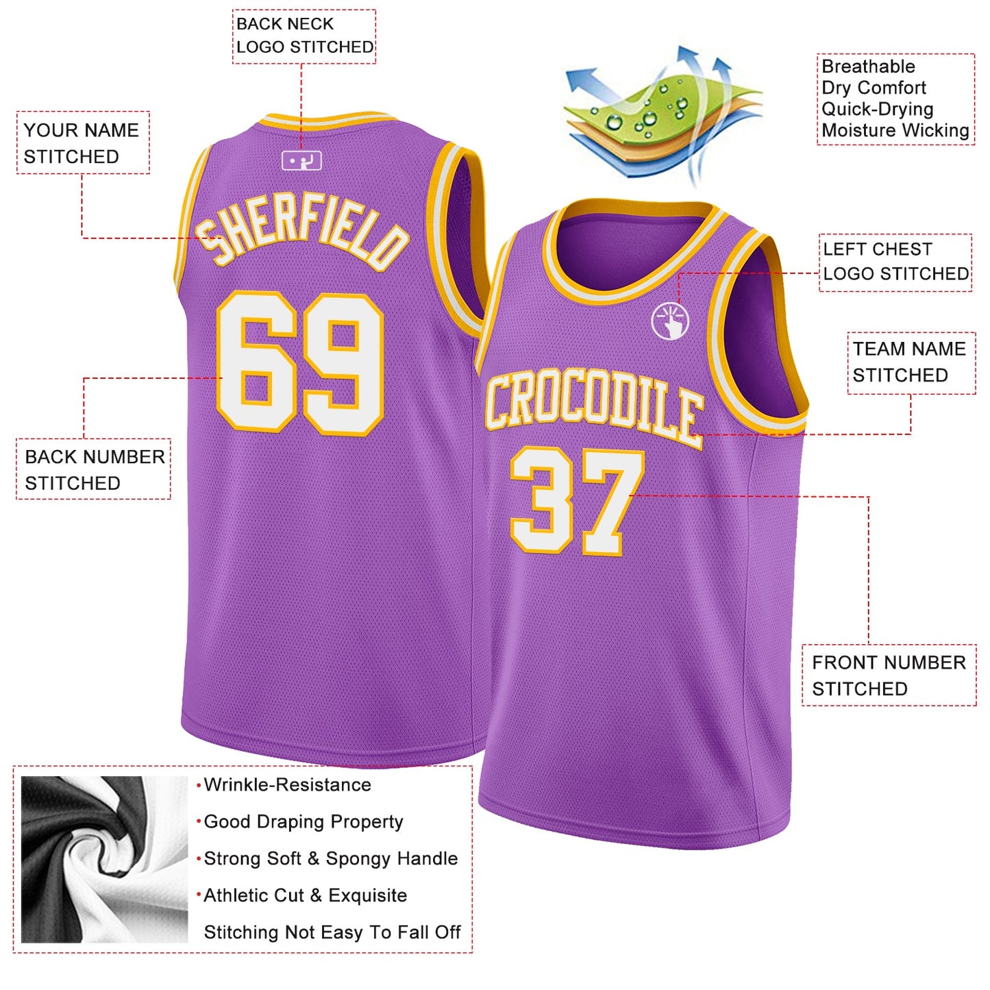 Custom Medium Purple White-Gold Authentic Basketball Jersey - Sky-Custom