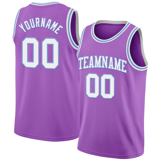 Custom Medium Purple White-Light Blue Authentic Basketball Jersey - Sky-Custom