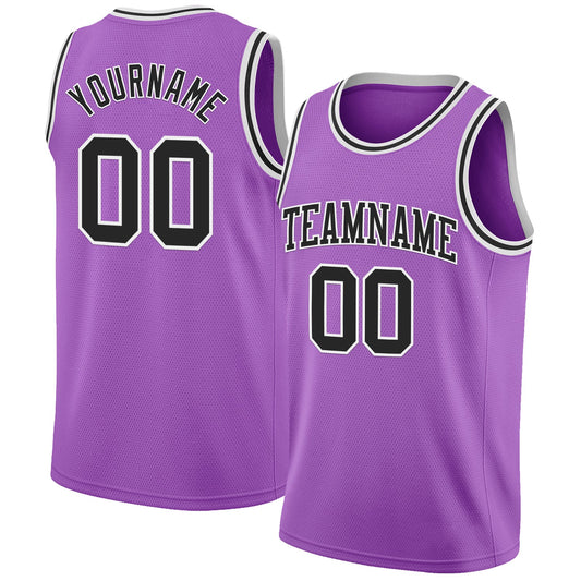Custom Medium Purple Black-White Authentic Basketball Jersey - Sky-Custom