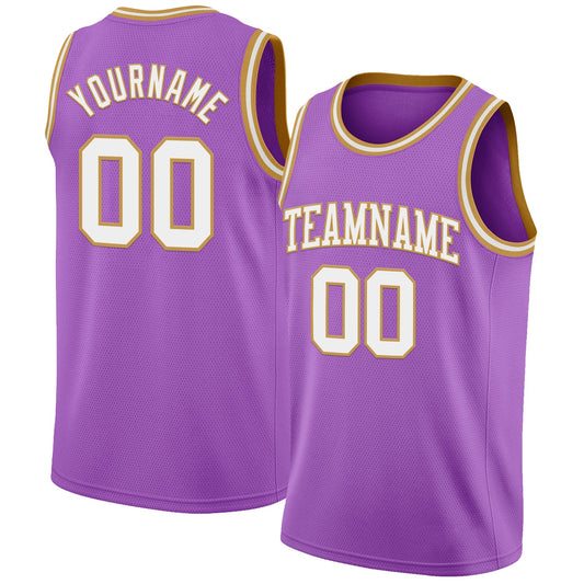 Custom Medium Purple White-Old Gold Authentic Basketball Jersey - Sky-Custom