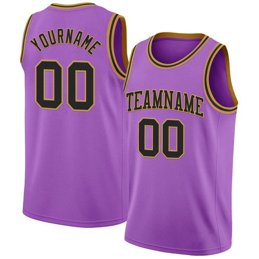Custom Medium Purple Black-Old Gold Authentic Basketball Jersey - Sky-Custom