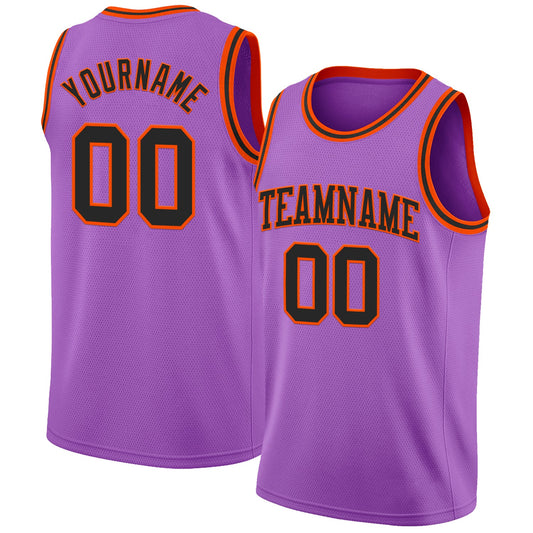 Custom Medium Purple Black-Orange Authentic Basketball Jersey - Sky-Custom