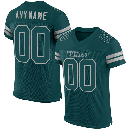 Custom Midnight Green Midnight Green-Gray Mesh Authentic Football Jersey - Sky-Custom