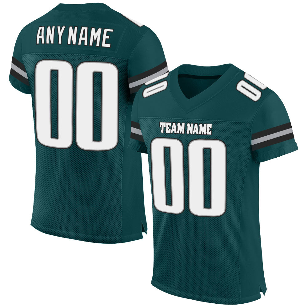 Custom Midnight Green White-Gray Mesh Authentic Football Jersey - Sky-Custom