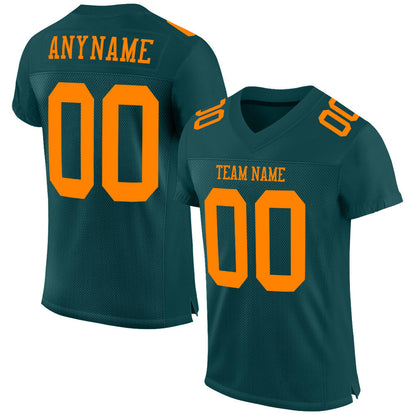 Custom Midnight Green Bay Orange Mesh Authentic Football Jersey - Sky-Custom