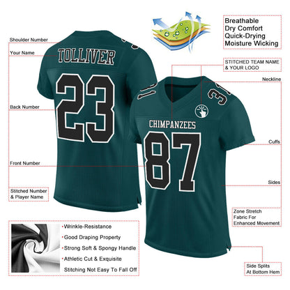 Custom Midnight Green Black-White Mesh Authentic Football Jersey - Sky-Custom