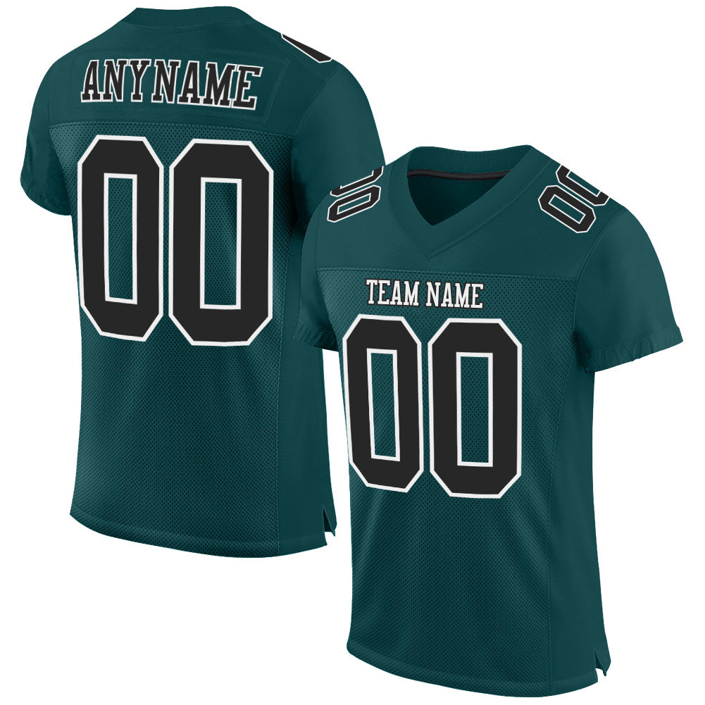 Custom Midnight Green Black-White Mesh Authentic Football Jersey - Sky-Custom