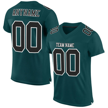 Custom Midnight Green Black-White Mesh Authentic Football Jersey - Sky-Custom