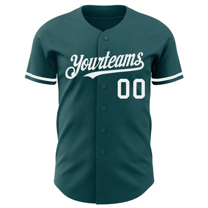 Custom Midnight Green White Authentic Baseball Jersey - Sky-Custom