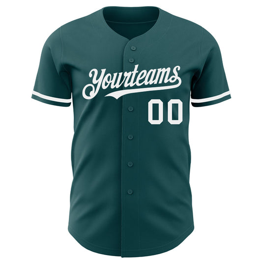 Custom Midnight Green White Authentic Baseball Jersey - Sky-Custom