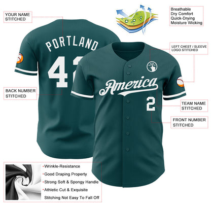 Custom Midnight Green White Authentic Baseball Jersey - Sky-Custom