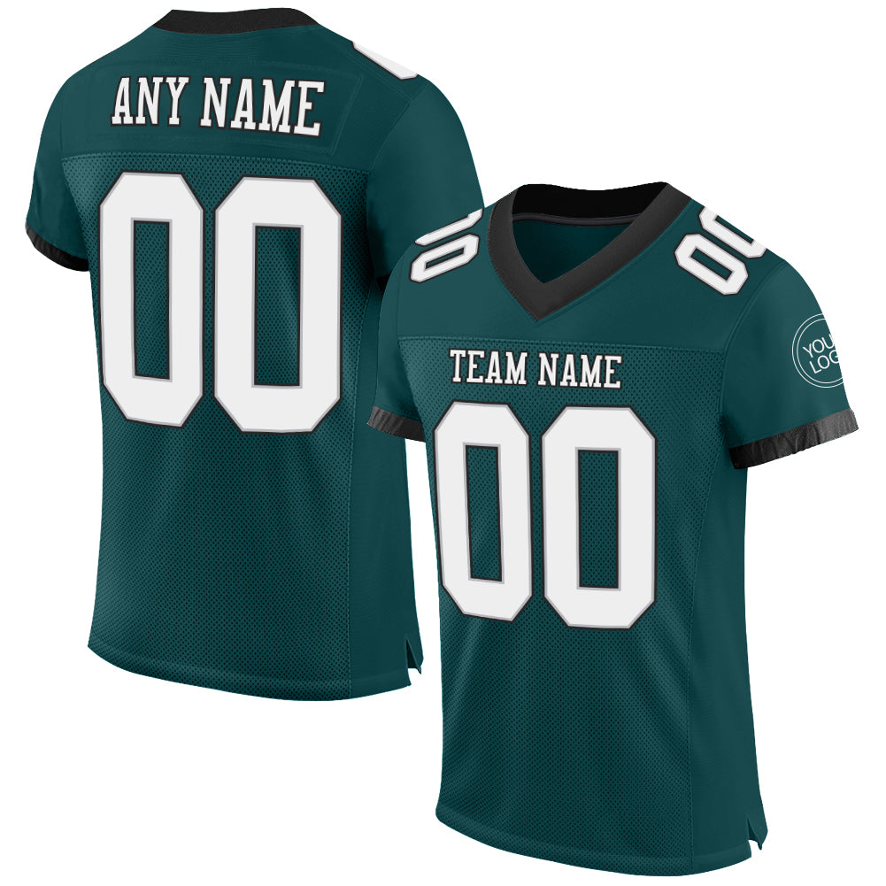 Custom Midnight Green White Gray-Black Mesh Authentic Football Jersey - Sky-Custom