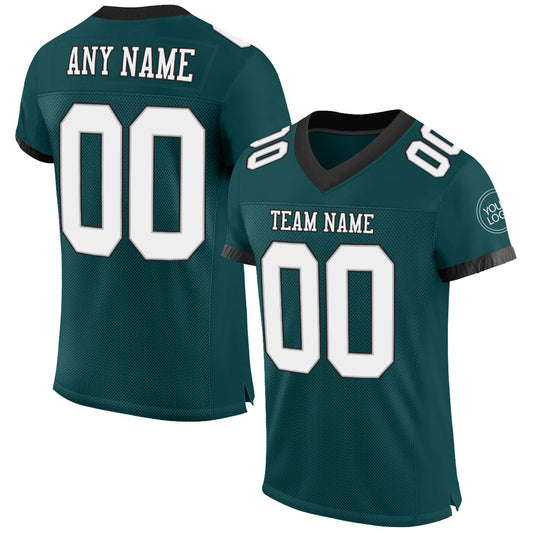Custom Midnight Green White Gray-Black Mesh Authentic Football Jersey - Sky-Custom