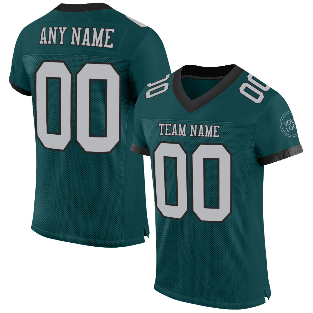 Custom Midnight Green Gray-Black Mesh Authentic Football Jersey - Sky-Custom