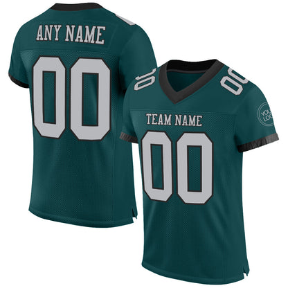 Custom Midnight Green Gray-Black Mesh Authentic Football Jersey - Sky-Custom