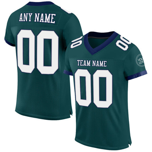 Custom Midnight Green White Gray-Navy Mesh Authentic Football Jersey - Sky-Custom