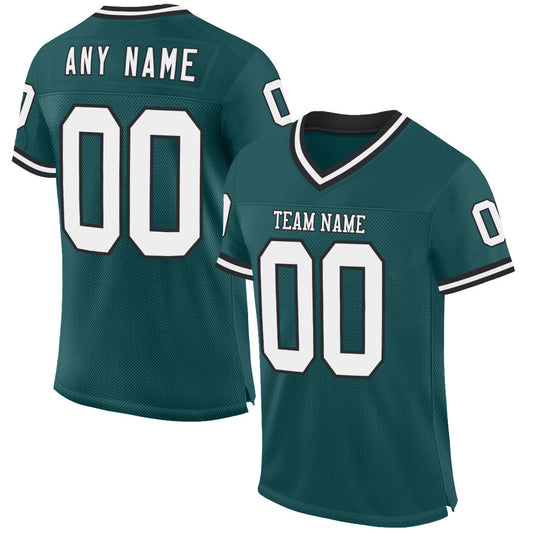 Custom Midnight Green White-Black Mesh Authentic Throwback Football Jersey - Sky-Custom