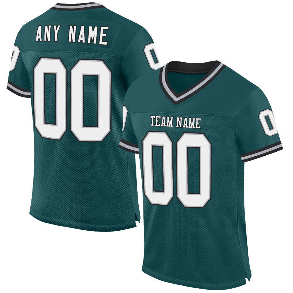 Custom Midnight Green Gray-Black Mesh Authentic Throwback Football Jersey - Sky-Custom