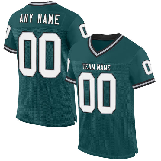Custom Midnight Green Gray-Black Mesh Authentic Throwback Football Jersey - Sky-Custom