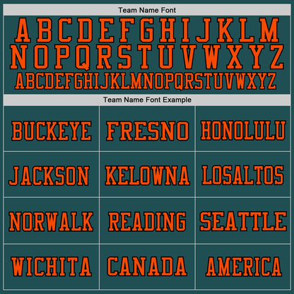 Custom Midnight Green Orange-Black Mesh Authentic Throwback Football Jersey - Sky-Custom