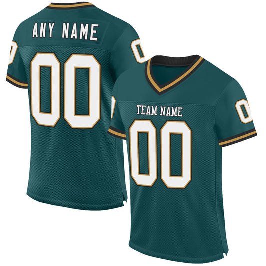 Custom Midnight Green Old Gold-Black Mesh Authentic Throwback Football Jersey - Sky-Custom