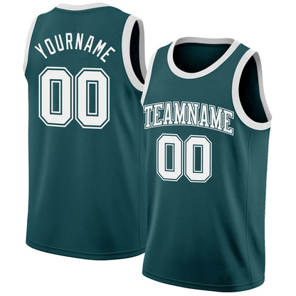 Custom Midnight Green White Authentic Basketball Jersey - Sky-Custom