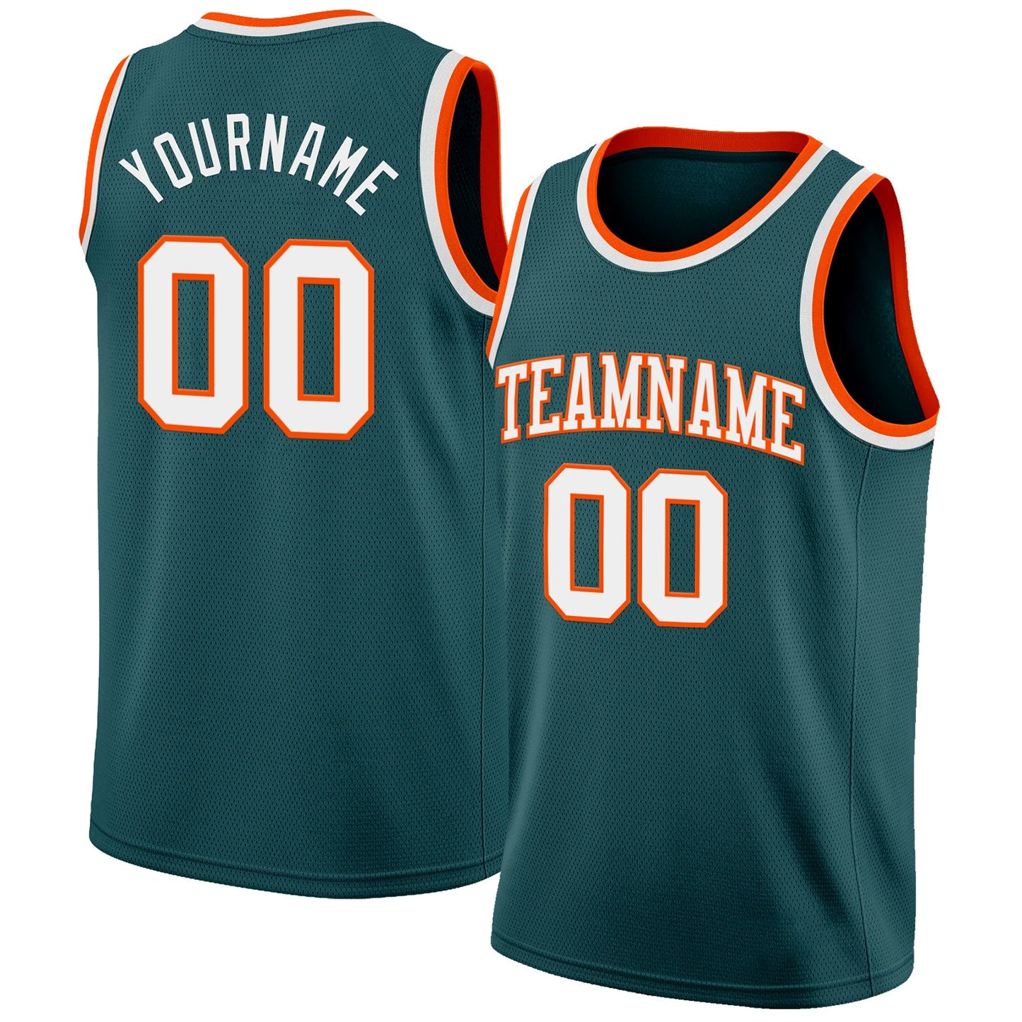 Custom Midnight Green White-Orange Authentic Basketball Jersey - Sky-Custom