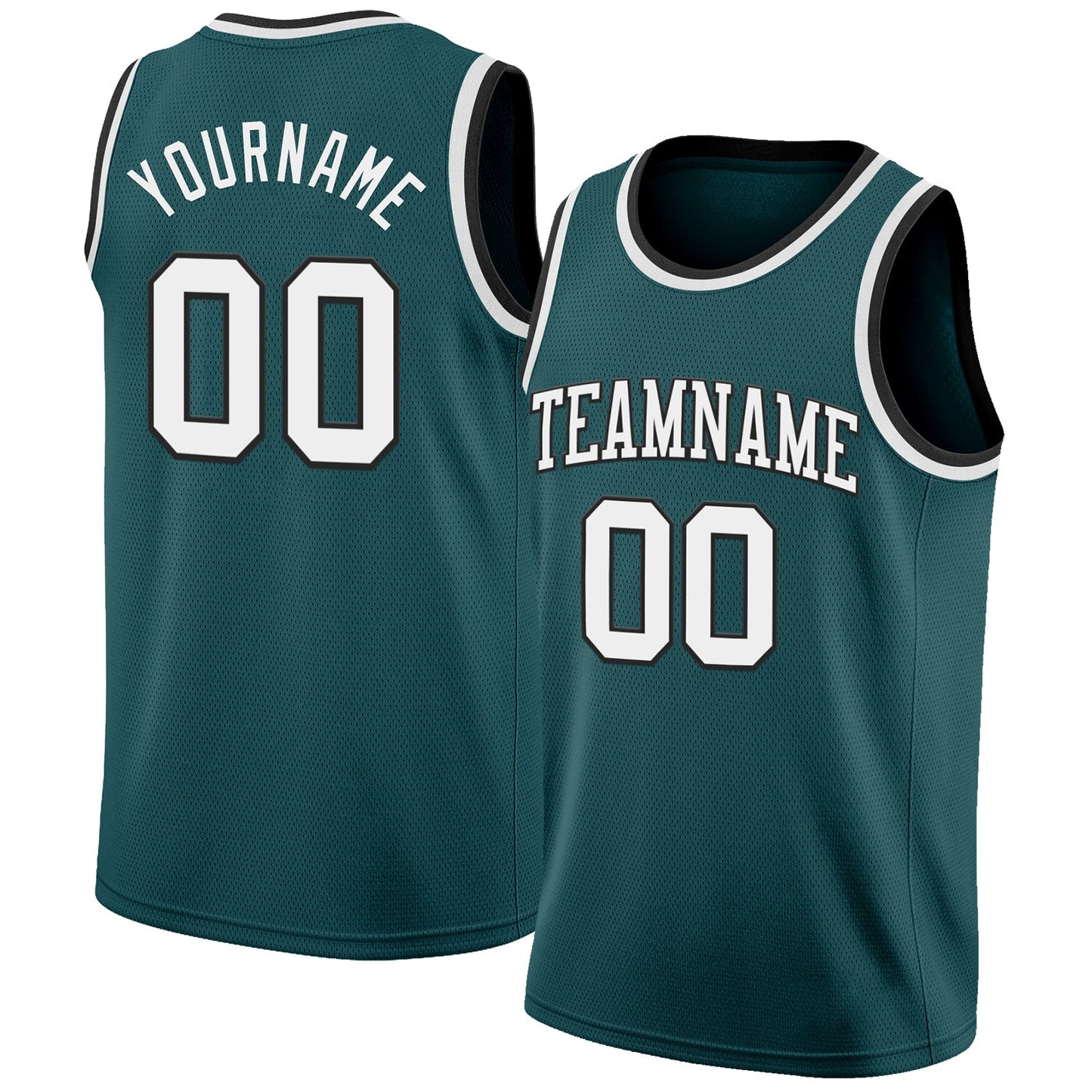 Custom Midnight Green White-Black Authentic Basketball Jersey - Sky-Custom