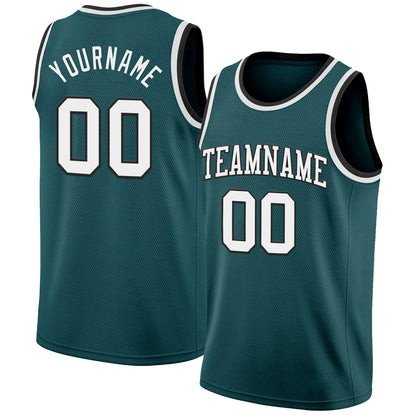 Custom Midnight Green White-Black Authentic Basketball Jersey - Sky-Custom