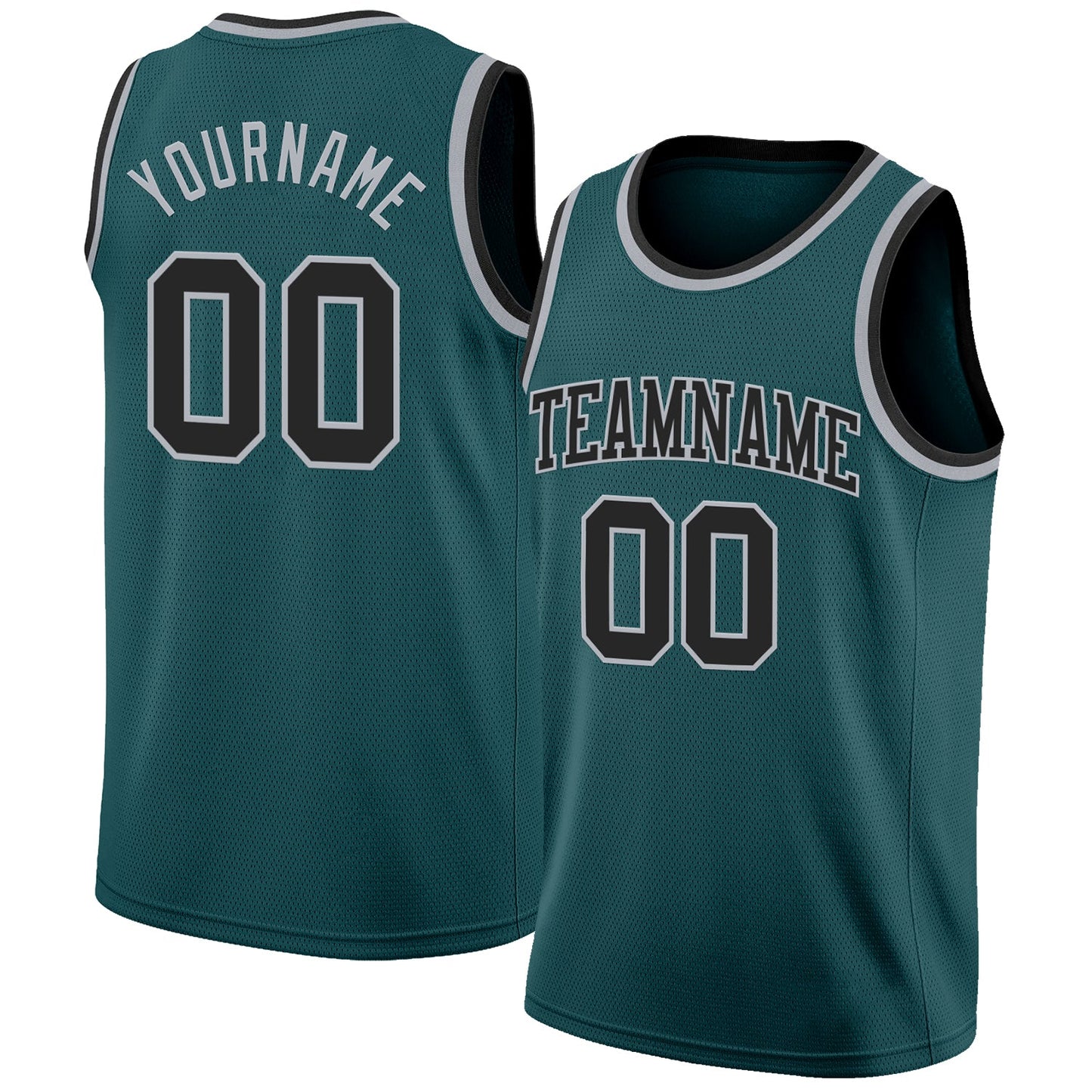 Custom Midnight Green Black-Gray Authentic Basketball Jersey - Sky-Custom