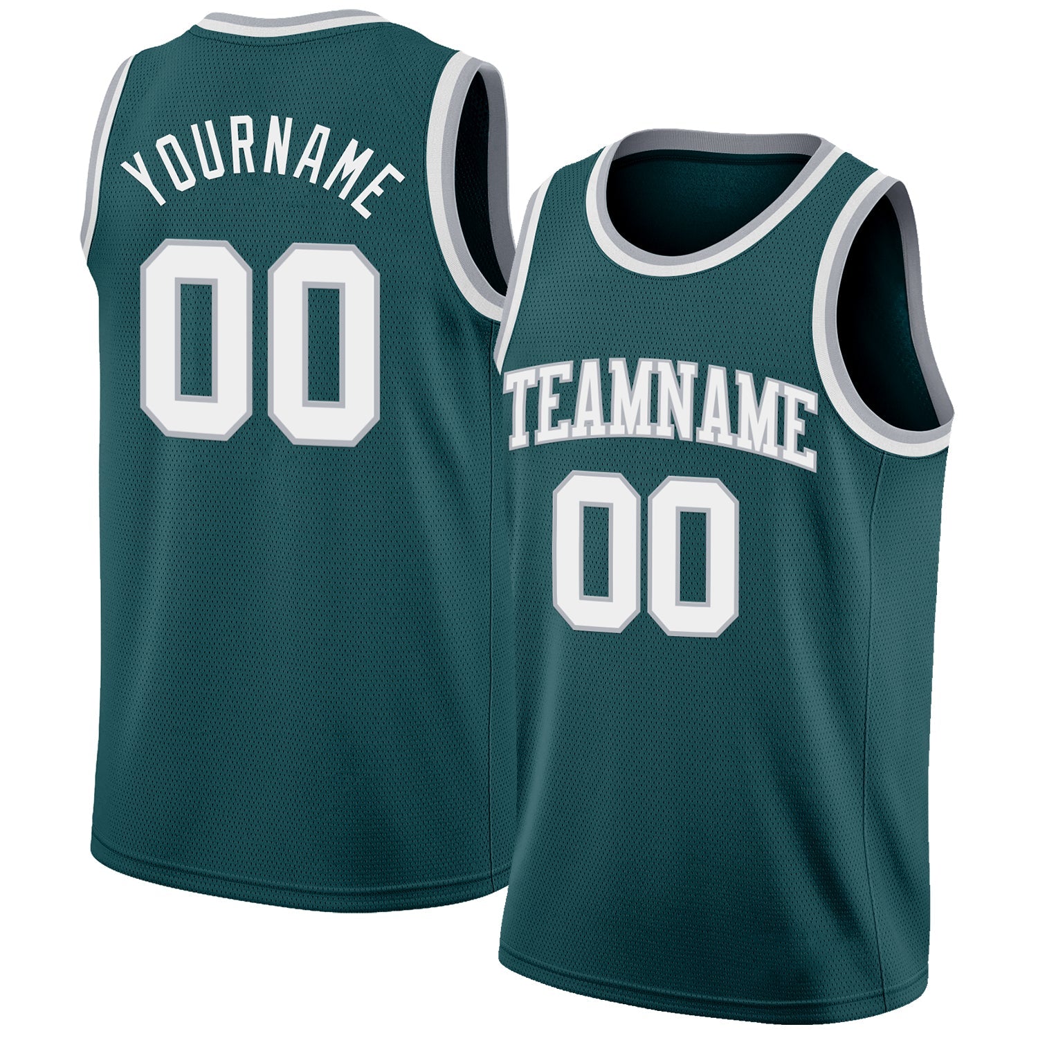 Custom Midnight Green White-Gray Authentic Basketball Jersey - Sky-Custom