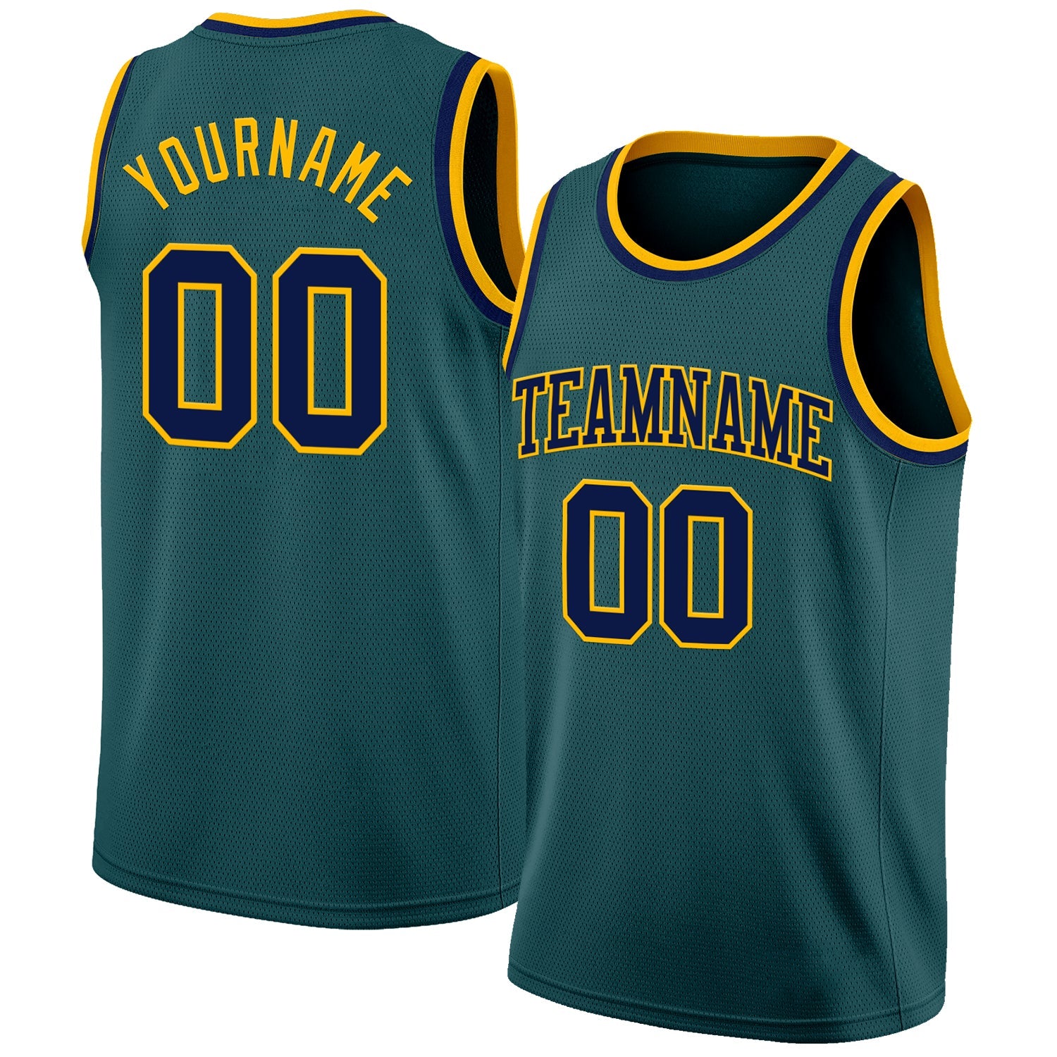 Custom Midnight Green Navy-Gold Authentic Basketball Jersey - Sky-Custom