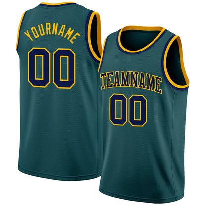 Custom Midnight Green Navy-Gold Authentic Basketball Jersey - Sky-Custom