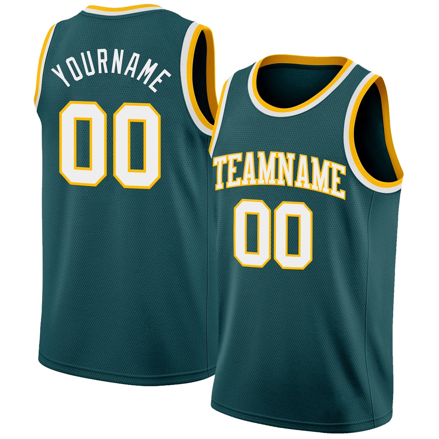 Custom Midnight Green White-Gold Authentic Basketball Jersey - Sky-Custom