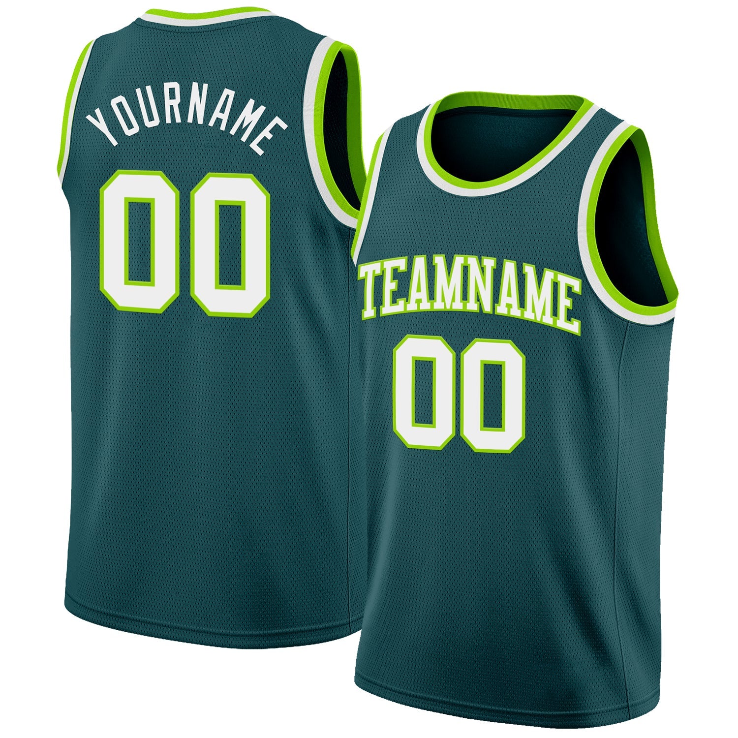 Custom Midnight Green White-Neon Green Authentic Basketball Jersey - Sky-Custom
