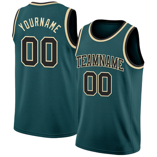 Custom Midnight Green Black-Cream Authentic Basketball Jersey - Sky-Custom