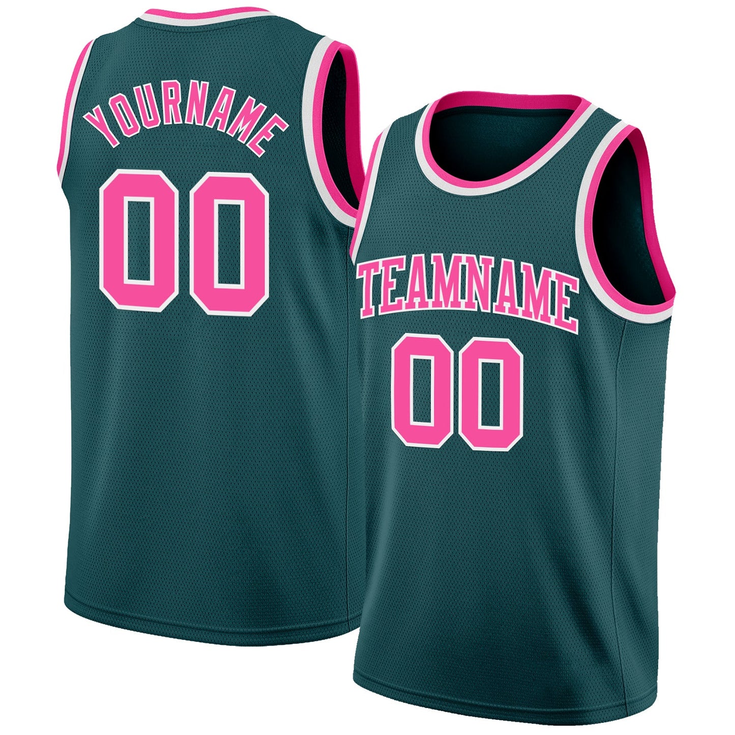 Custom Midnight Green Pink-White Authentic Basketball Jersey - Sky-Custom