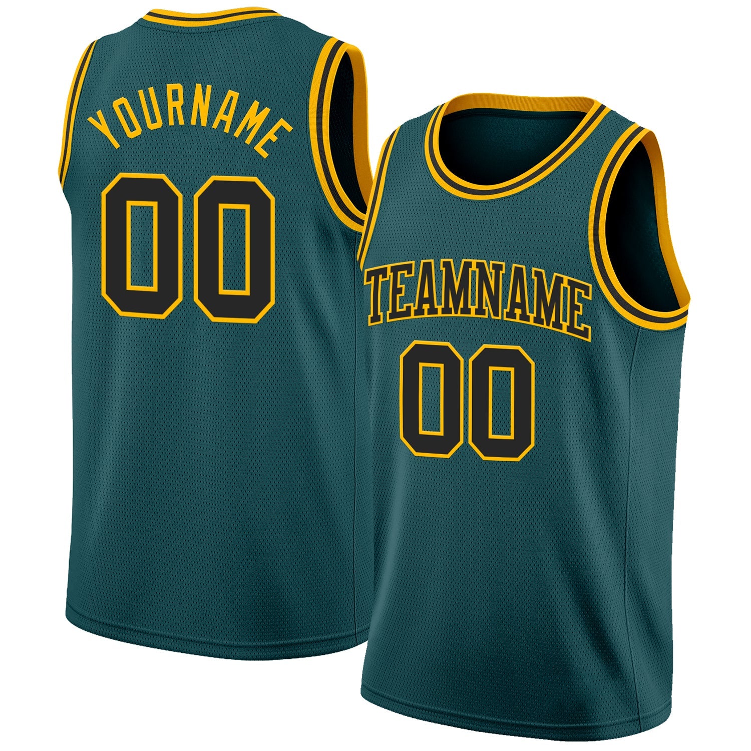Custom Midnight Green Black-Gold Authentic Basketball Jersey - Sky-Custom