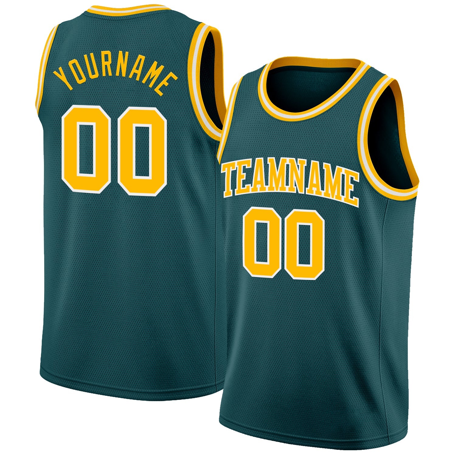 Custom Midnight Green Gold-White Authentic Basketball Jersey - Sky-Custom